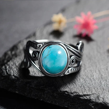 Natural 8x10MM Rose Quartz  Rings Vintage S925 Silver Finger Ring for Women Gift Luxury Rhodochrosite Stone Jewelry