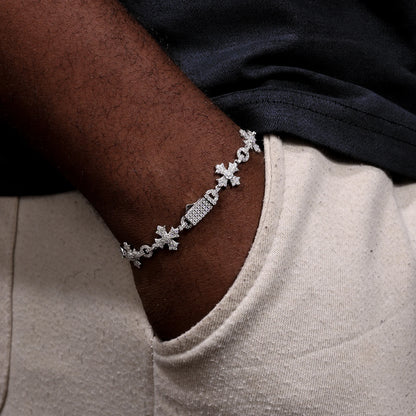 2024 New Sterling Silver 925 Charm Corss Chain Bracelets For Women Men Iced Out Moissanite Fine Jewelry Gifts