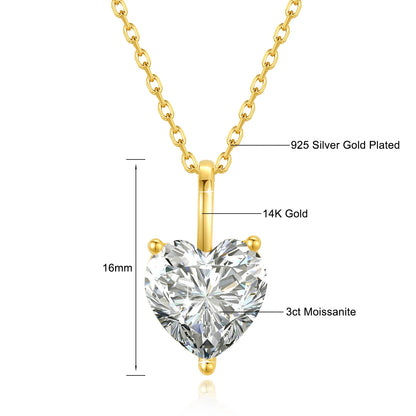Oval Cut Moissanite Diamond Pendant 14K Gold for Women 2CT 3CT D VVS1 100% Au585 Necklaces for Anniversary Gifts Classic Jewelry