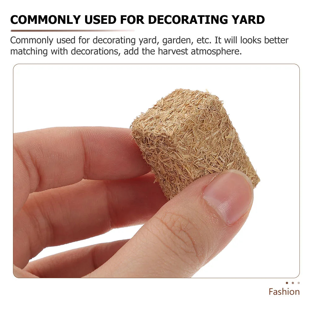 12pcs Home Decor Stackable Haystack Autumn Style Mini Hayrick Ornament Scene Bales Dollhouse Mini Bales for Micro Landscaping