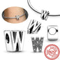 Hot Sale 100% 925 Sterling Silver 26 Letter A~Z Alphabet DIY Name Beads Fit Original  Charm Bracelet Bangles Fine Jewelry