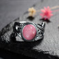 Natural 8x10MM Rose Quartz  Rings Vintage S925 Silver Finger Ring for Women Gift Luxury Rhodochrosite Stone Jewelry