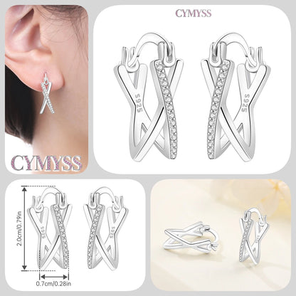CYMYSS 2025 New 925 Sterling Silver Classic Hollow-out Versatile Hoop Earrings for Women Fine Jewelry Ideal Birthday Party Gifts