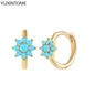Luxury 925 Sterling Silver Ear Needle Flower Colorful Crystal Gold Earring For Women Hoop Earrings Trend Jewelry  Accessories