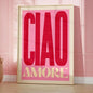 Maximalist Eclectic Posters and Prints Pink French Quotes Bisou Bisou Bonjour Bonne Nuit Wall Art Living Room Home Decor