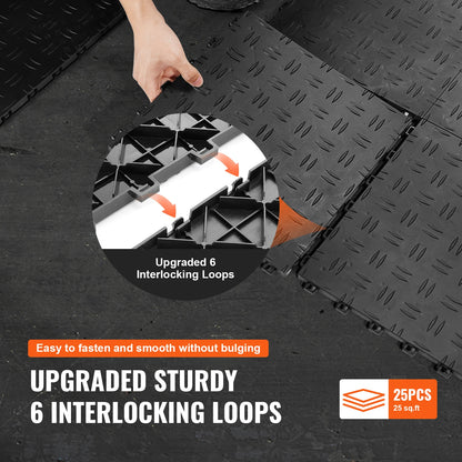 SucceBuy Garage Tiles Interlocking 12in 25/50Pcs Garage Floor Covering Tiles Non-Slip Double-Sided Texture for Garages Repair