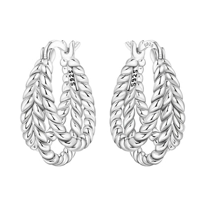 CYMYSS 2025 New 925 Sterling Silver Classic Hollow-out Versatile Hoop Earrings for Women Fine Jewelry Ideal Birthday Party Gifts