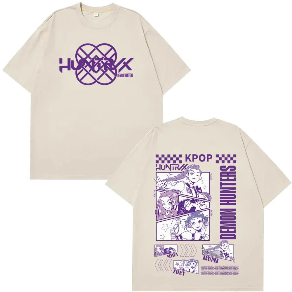 Kpop Demon Hunters Huntrix T Shirts Men Women Pure Cotton Clothing T-Shirt Vintage Short Sleeve High-quality Fashion T-Shirt