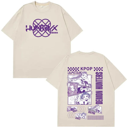 Kpop Demon Hunters Huntrix T Shirts Men Women Pure Cotton Clothing T-Shirt Vintage Short Sleeve High-quality Fashion T-Shirt