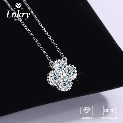 Lnkry 3mm 0.1ct Moissanite Necklace Certified 925 Sterling Silver Lucky Clover Flower Pendant Necklace For Women 2025 Jewely