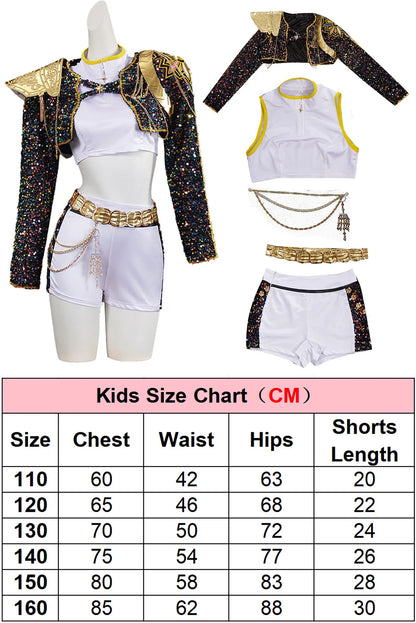 Children Zoey Mira Rumi Demon Hunters Cosplay Costume Kid Girls Disguise Halloween K-POP Group Idol
