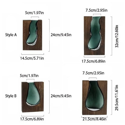 Flower Arrangement Bottle Wooden Glass Vase Creative Modern Hydroponic Flower Holder Exquisite Transparent Flower Pot Homestay