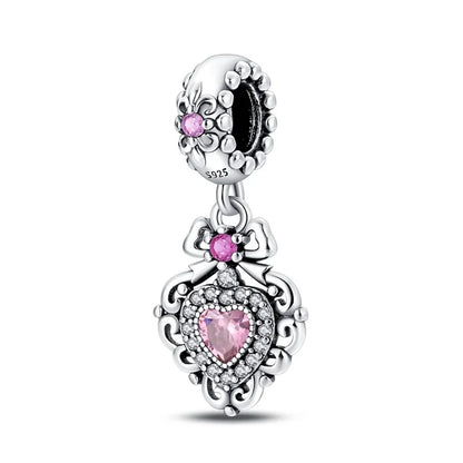 Hot Sale 925 Silver Retro Heart Shape Lotus Angel Charm Beads Fit Pandach Original DIY Bracelets Birthday Gifts Fine Jewelry