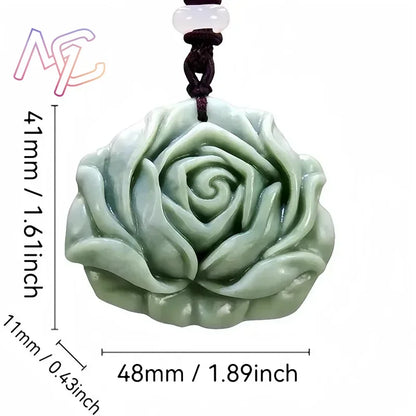 Light Green Natural Jade Flower Heart Pendant Necklace Real Jewellery Carved Gemstone Fashion Charm Amulet Gifts for Women Men