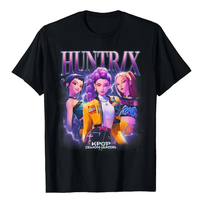 K-pop Demon Hunter Rumi Mira Zpey Movie Pattern T-Shirt Unisex Original Harajuku Style High-Quality Cotton T-Shirt Streetwear