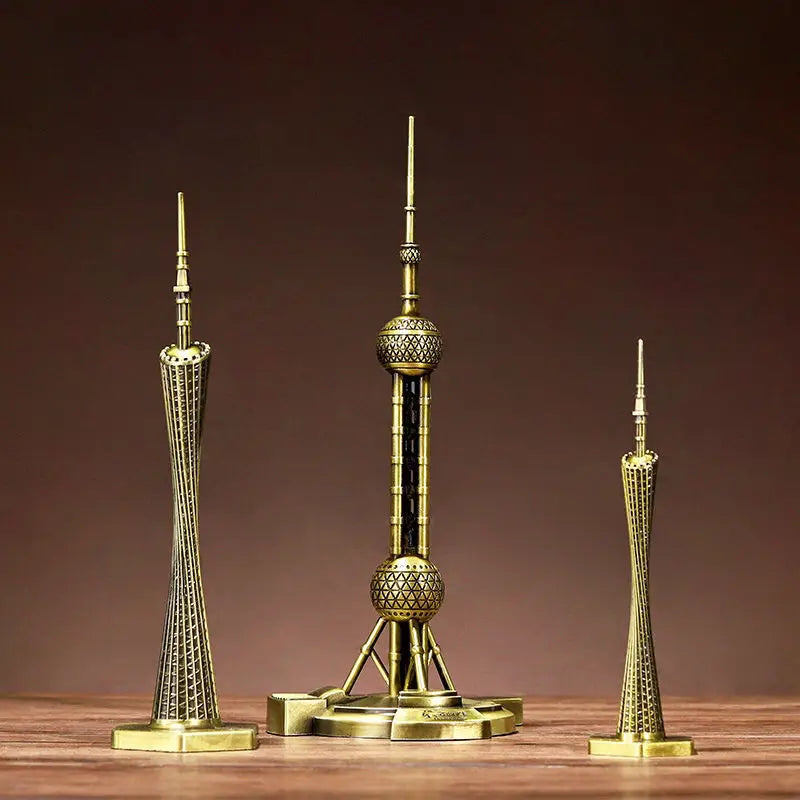 Iron Landmark Building Model Eiffel Tower Oriental Pearl Creative Home Decor Living Room Decorations Metal Ornaments