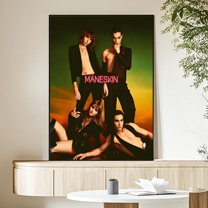M-Maneskin D-Damiano David Band Poster HD Art Sticky Wall Waterproof Home Living Room Bedroom Bar Aesthetic Decoration
