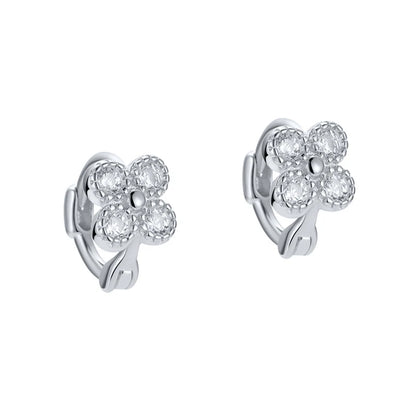 Luxury 925 Sterling Silver Ear Needle Flower Colorful Crystal Gold Earring For Women Hoop Earrings Trend Jewelry  Accessories