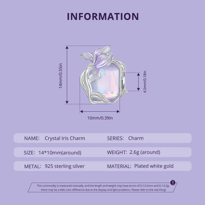 Bamoer 100% 925 Sterling Silver Romantic Crystal Butterfly Iris Charm For Women Fit Bracelet DIY Necklace Fine Jewelry Gift