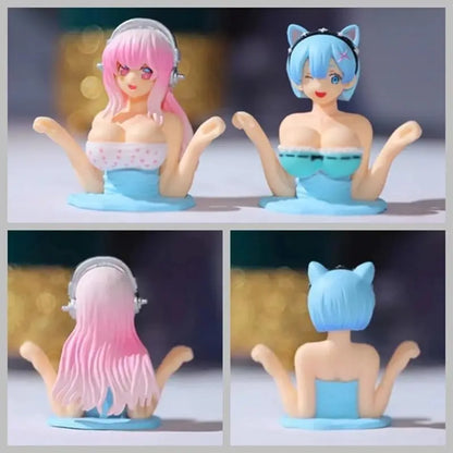2023 Kawaii Shaking Chest Ornaments Cute Shake Girl Car Dashboard Decorations Anime Beautiful Girl Car Ornament Q-Version Toy