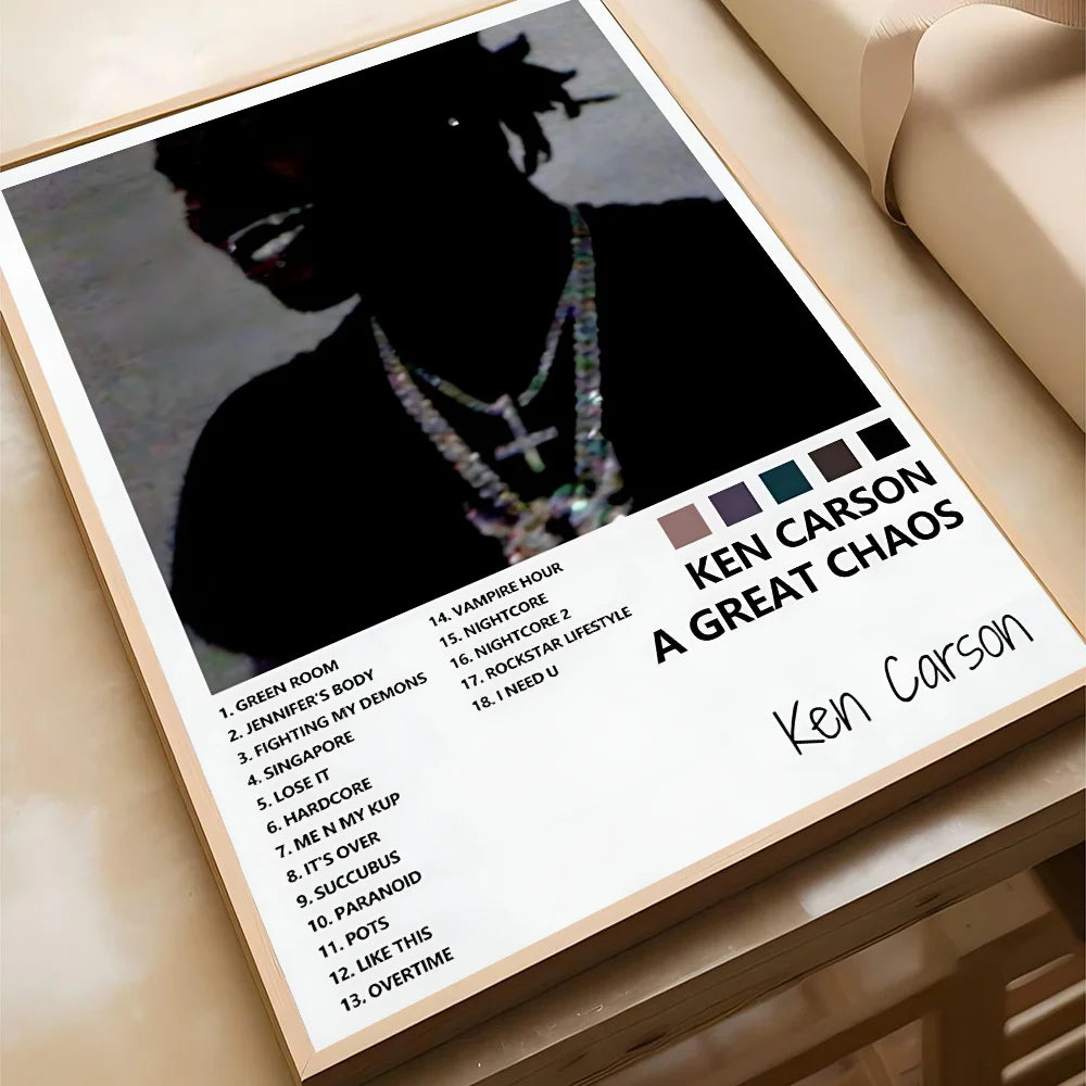 Pop Singer Ken Carson A Great Chaos Poster Poster Paper Print Home Living Room Bedroom Entrance Bar Cafe Art Painting Decoration