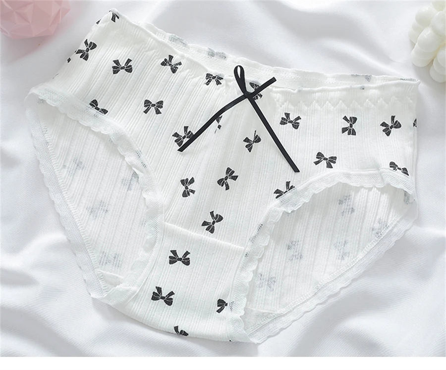 3PCS/set Cotton Bar Girl Panties Butterfly Sexy Design Unique Mid Waist Women Briefs Breathable Girls Underwear Soft Lingerie