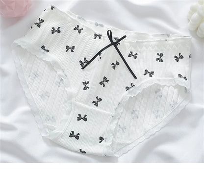 3PCS/set Cotton Bar Girl Panties Butterfly Sexy Design Unique Mid Waist Women Briefs Breathable Girls Underwear Soft Lingerie