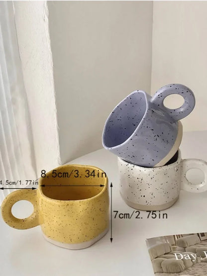 250ml Ceramic Mug Ring Handl Coffee Milk Modern Print Porcelain Mug Handmade Ceramic Hot Chocolate Cup Couple Handgrip Cups