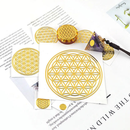 6PCS/Lot Flower of Life Copper Energy Stickers Phone Case Sticker Crafts DIY Jewelry Making