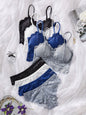 4PCS Women's Lace Non-wire Bra And Panties Set Transparent Low Rise Briefs Ultra-thin Comfort Underwear Female Bralette Lingerie