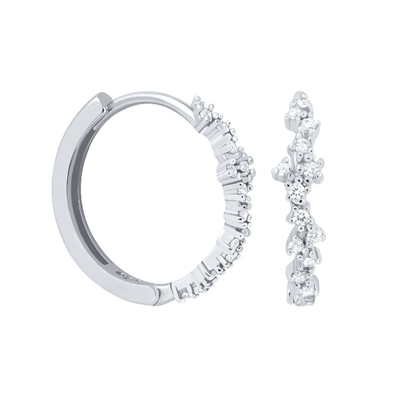 Luxury 925 Sterling Silver Ear Needle Flower Colorful Crystal Gold Earring For Women Hoop Earrings Trend Jewelry  Accessories