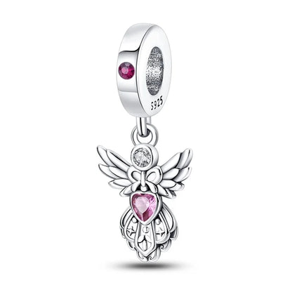 Hot Sale 925 Silver Retro Heart Shape Lotus Angel Charm Beads Fit Pandach Original DIY Bracelets Birthday Gifts Fine Jewelry