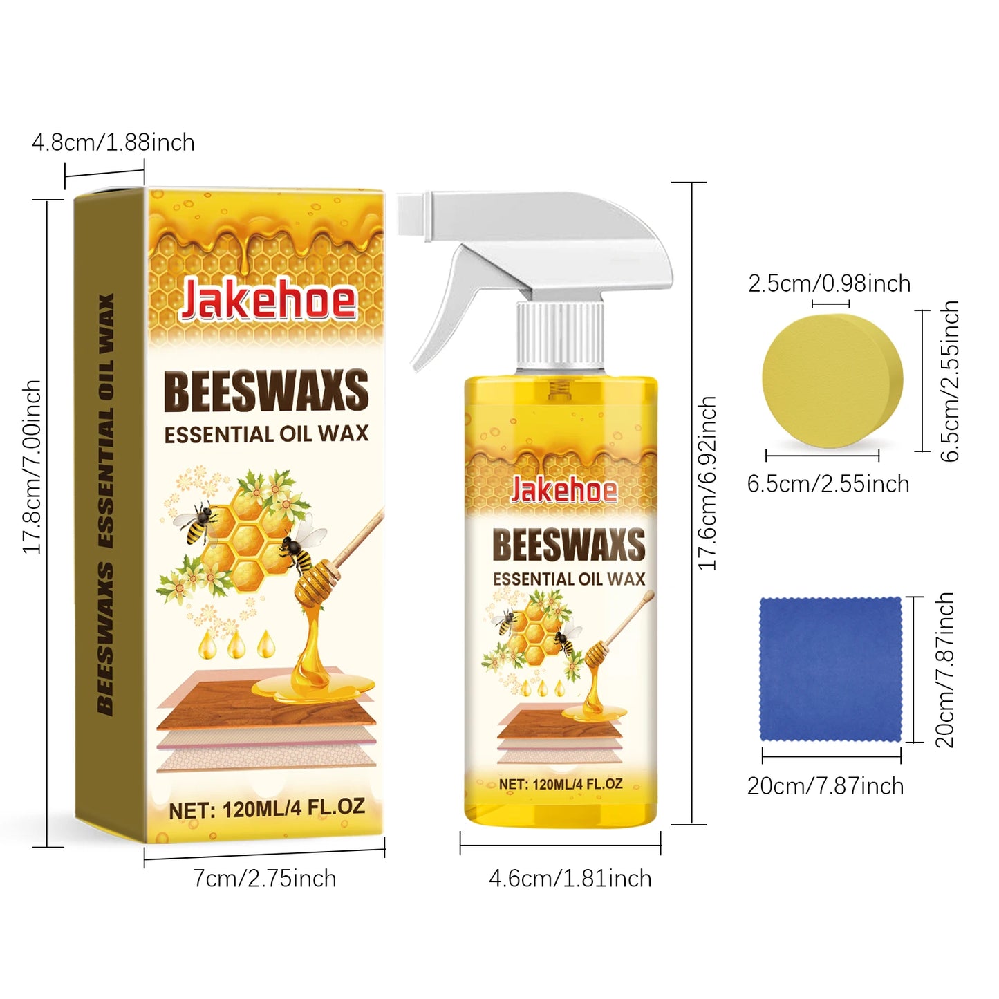 Jakehoe Beeswax Wood Polishing Spray Anti-cracked Nourishing Restoring Gloss Fresh Scent Maintainence Furniture Spray