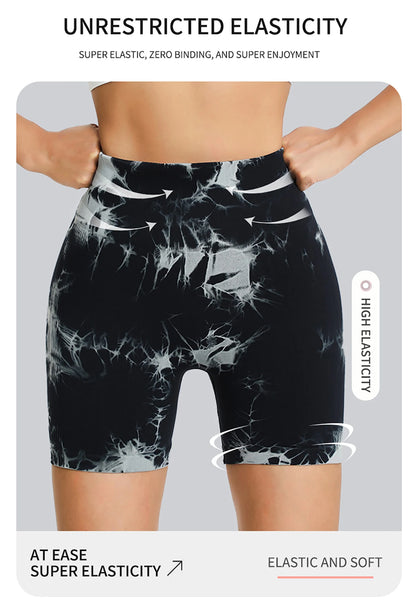 Tie Dye Seamless Leggings for Women High Waist Yoga Pants Scrunch Butt Lifting Elastic Tights Wide Waistband Sports Leggings