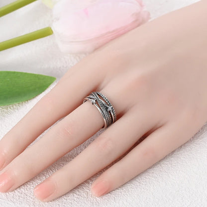 New 925 Sterling Silver Open Ring Hollow Rose Infinite Love Simple Ring Women Wedding Engagement Party Jewelry Gift