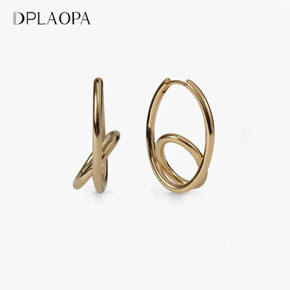 DPLAOPA 925 Sterling Silver Irregular Two Circle Hoop Earring Piercing Plain 2025 New Trendy Fine Casual Daily Party Jewels Gift