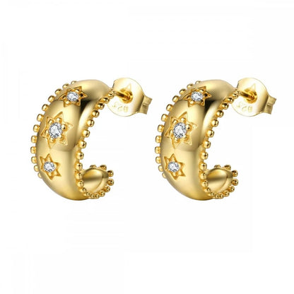 JINFU Gold Plated Earrings Set For Women Boho Style CZ Zircon Women's Clip Stud Dangle Hoop Earrings 2022 Jewelry Wholesale