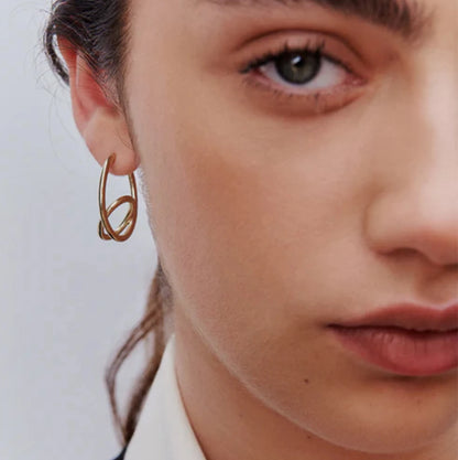 DPLAOPA 925 Sterling Silver Irregular Two Circle Hoop Earring Piercing Plain 2025 New Trendy Fine Casual Daily Party Jewels Gift