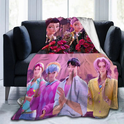 Funny Sajaboys & Huntrix Girls Cozy Super Soft Flannel Blanket