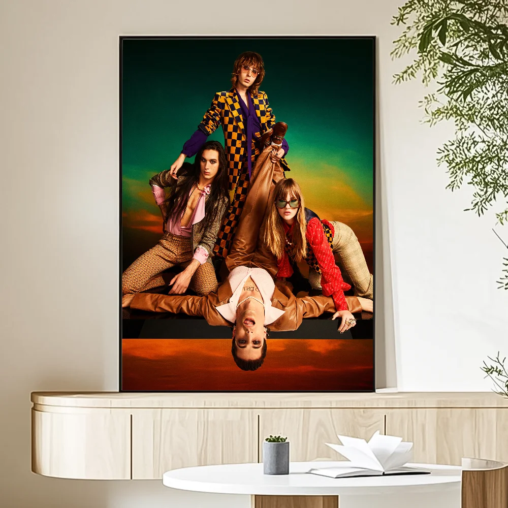 M-Maneskin D-Damiano David Band Poster HD Art Sticky Wall Waterproof Home Living Room Bedroom Bar Aesthetic Decoration