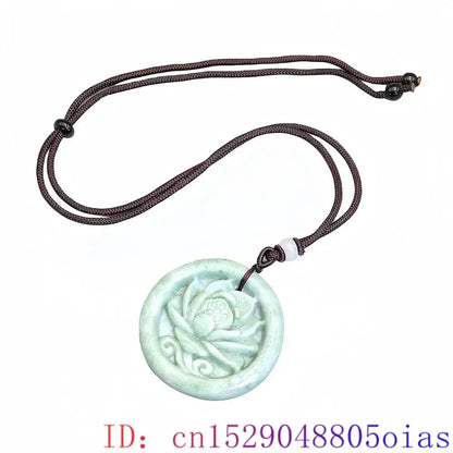 Light Green Natural Jade Flower Heart Pendant Necklace Real Jewellery Carved Gemstone Fashion Charm Amulet Gifts for Women Men