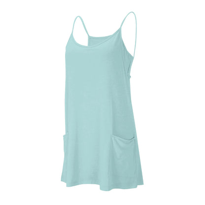 Sport Mini Dress For Women Summer Sleeveless Dress Casual Short Sundress