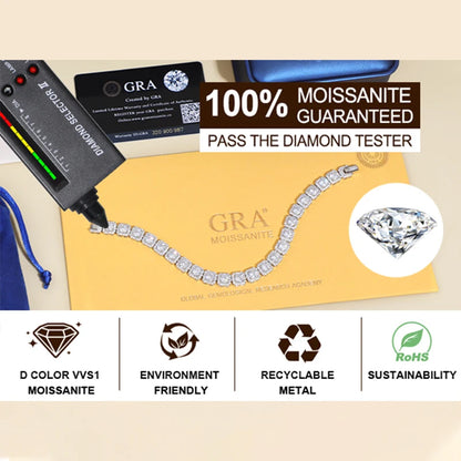 Iced Out Moissanite Halo Tennis Bracelet for Women Men S925 Sterling Silver 18k Gold Plated Jewelry with GRA Bracelets Gifts