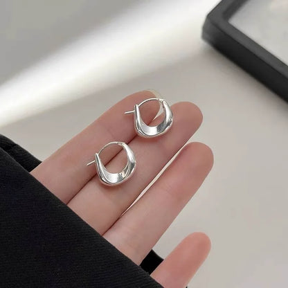 925 Sterling Silver Hoops Earrings for Women Fashion Simple Chunky Round Circle Drop Earring Prevent Allergy Jewelry Party Gifts