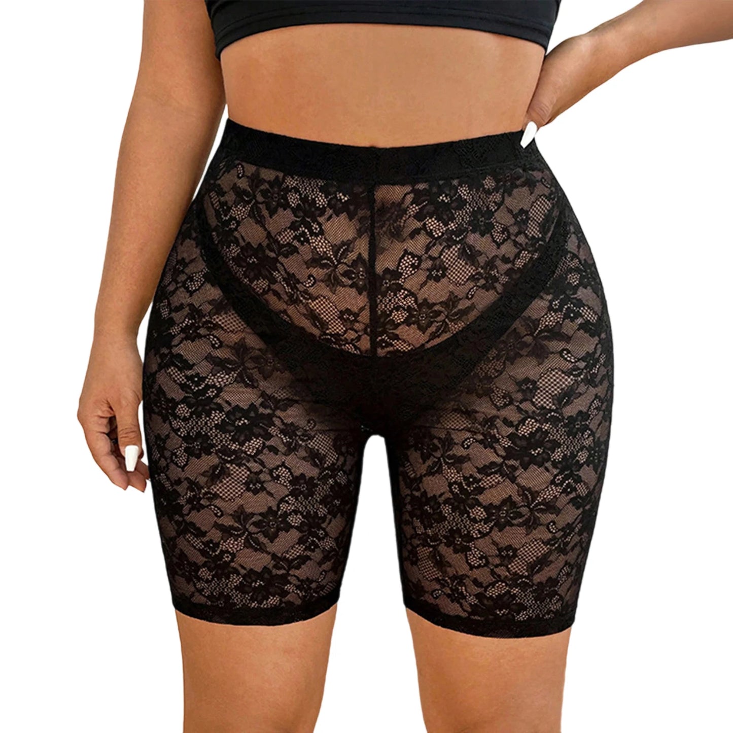 Women s Lace High Waist Sheer Mesh Panty Shorts Underwear