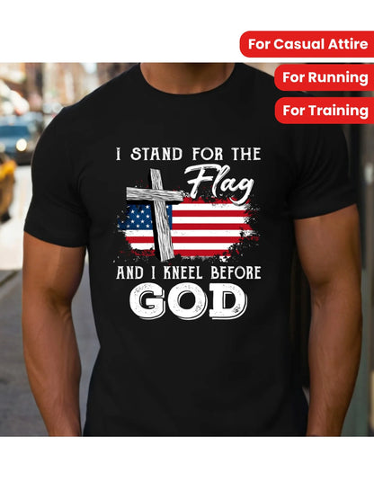 Men's T-shirt - Patriotic American Flag Design Casual Round Neck