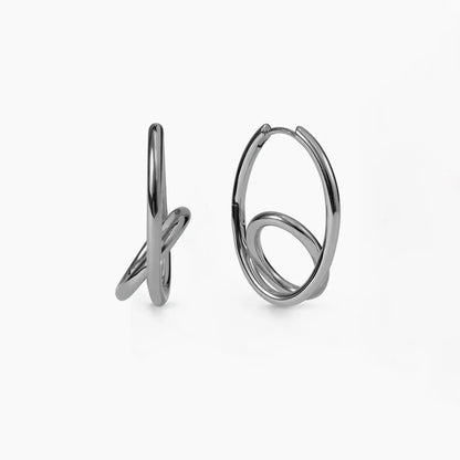 DPLAOPA 925 Sterling Silver Irregular Two Circle Hoop Earring Piercing Plain 2025 New Trendy Fine Casual Daily Party Jewels Gift
