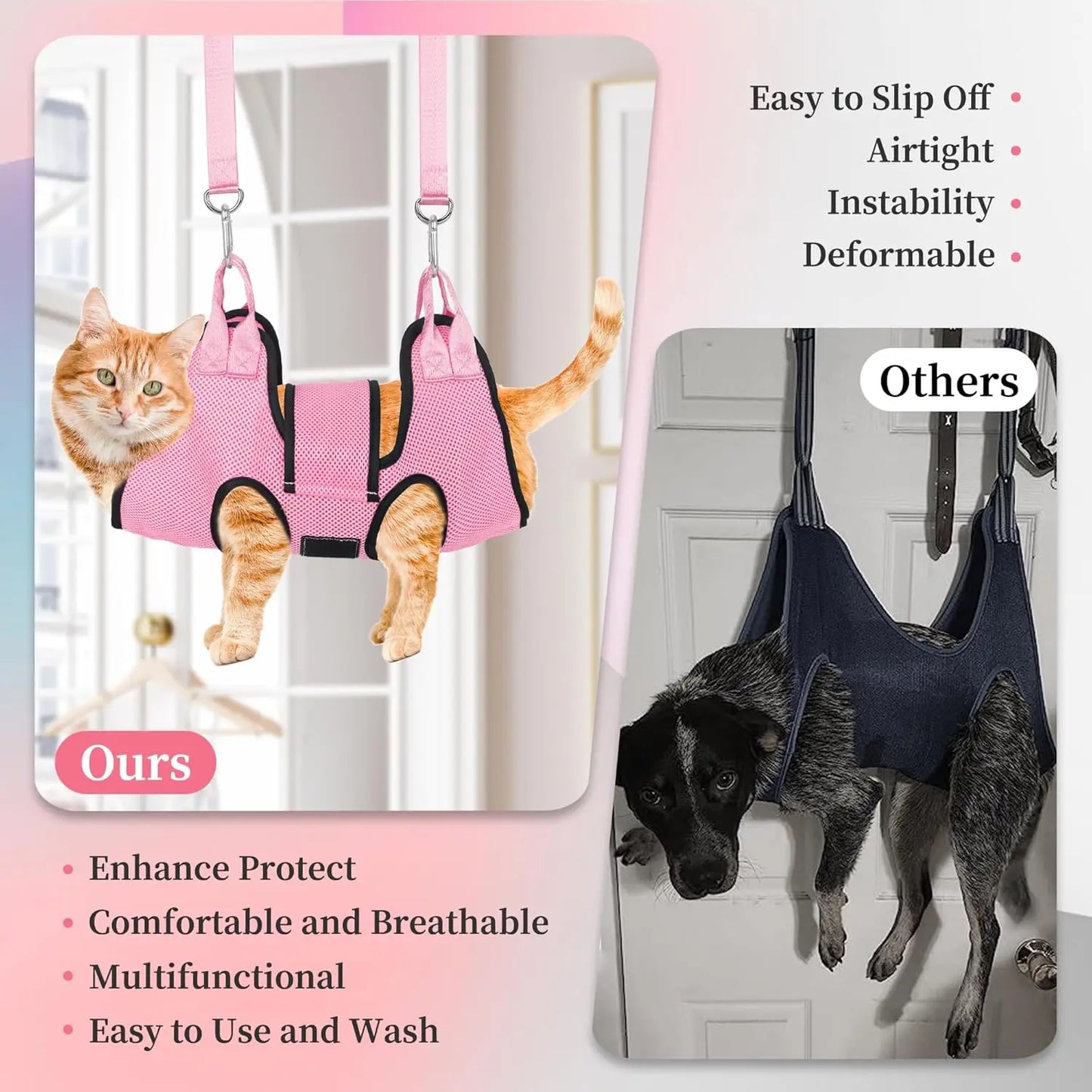 TONG Cat Grooming Hammock Fixed Bath Bag for Nail Cutting Anti Scratch Cat Trimming Restraint Bag Pet Beauty Hanging Pet Supplie