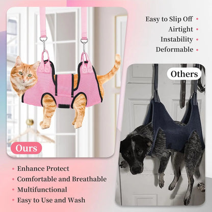 TONG Cat Grooming Hammock Fixed Bath Bag for Nail Cutting Anti Scratch Cat Trimming Restraint Bag Pet Beauty Hanging Pet Supplie