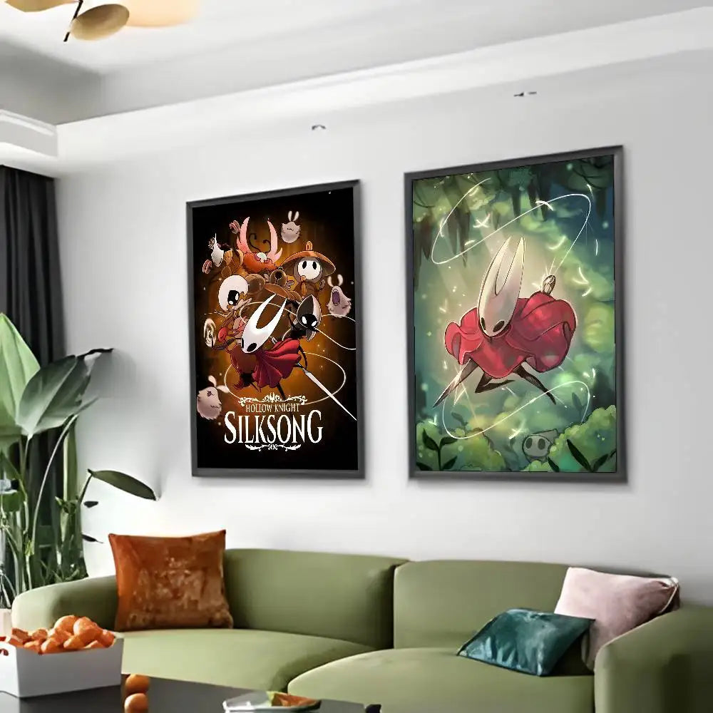 Cute Characte Game Hollow Knight Silksong-Cool Poster Canvas painting with prints Home bedroom living room decoration gift